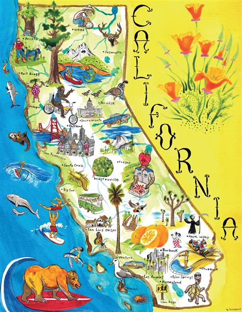 Illustrated tourist map of California. California illustrated tourist ...