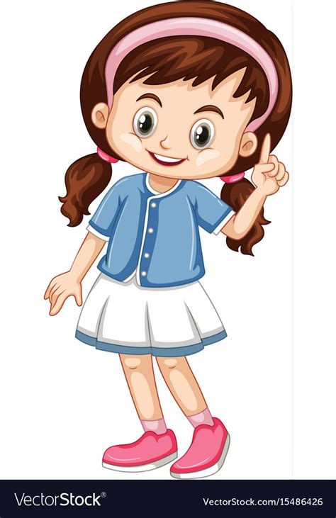 Little girl pointing finger up Royalty Free Vector Image