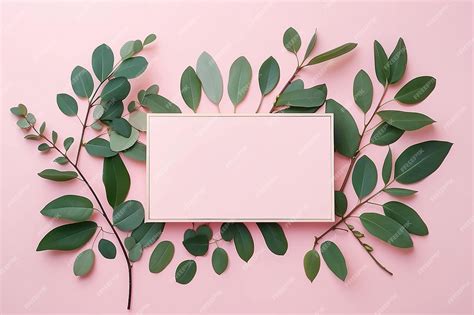 Premium Photo | Eucalyptus branches on a pink background flat top view ...