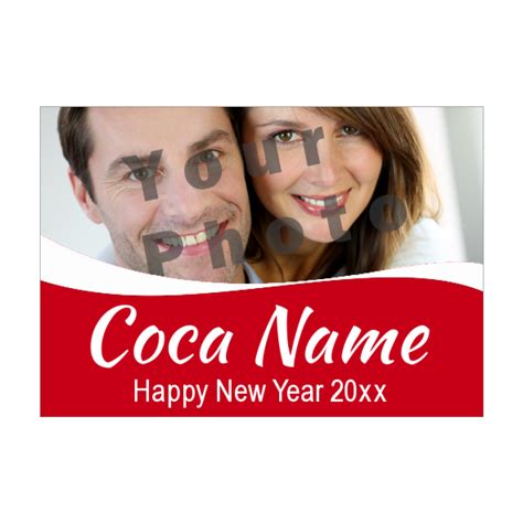 Label Bottle New Year Dinner Coca with photo template (card 1873)