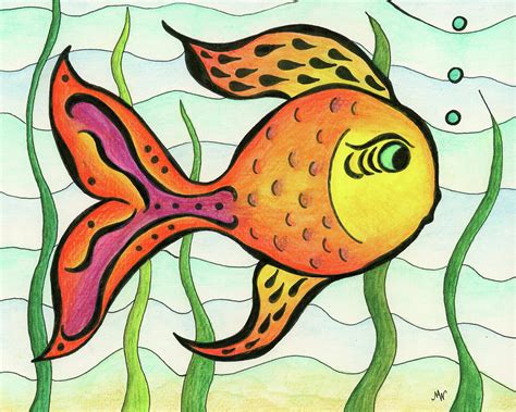 Crazy Fish 1 Drawing by Mary Walchuk | Pixels