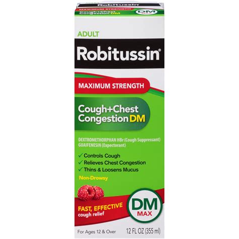 Robitussin Adult Max Strength Cough and Congestion DM Max Liquid Medicine, 12 Oz - Walmart.com