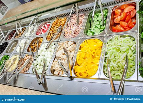 Salad Bar. Display Space of the Options for the Choice of Clients. Stock Photo - Image of diet ...