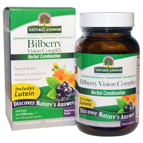 Nature's Answer Bilberry Vision Complex Plus Lutein - 60 Vegetarian Capsules - Walmart.com