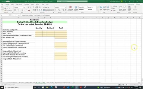 Ending Finished Goods Inventory Budget