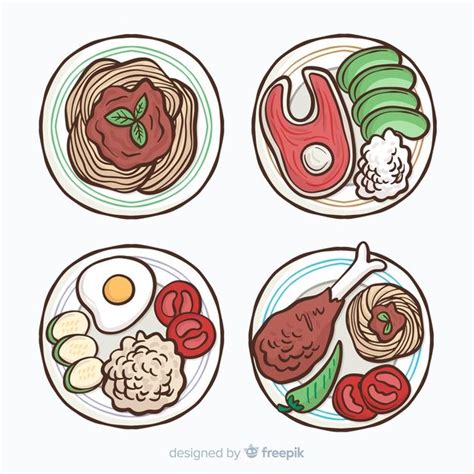 Download Collection Of Hand Drawn Food Dishes for free | Food drawing, Food dishes, Food themes