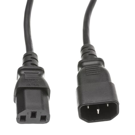 Power Cord, C13-C14 M/F, 14awg, 15Amp, 250V, Black, 6' - Compatible ...