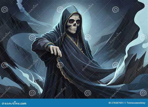 An Illustrated Grim Reaper, or Death Personified - Skeletal Being ...