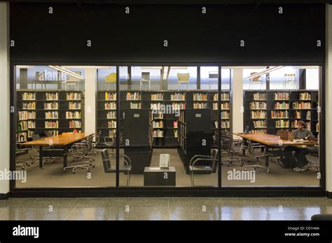 library in basement, S. R. Crown Hall, College of Architecture, Illinois Institute of Technology ...