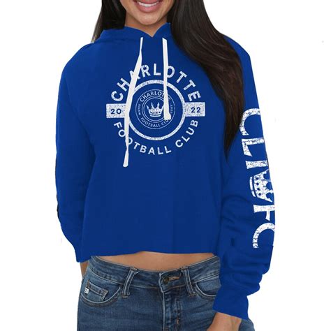 Women's Charlotte FC Original Retro Brand Blue Crop Pullover Hoodie