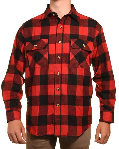 Mens Heavy Duty Flannel Shirt (Red Plaid, X-Large) - Walmart.com