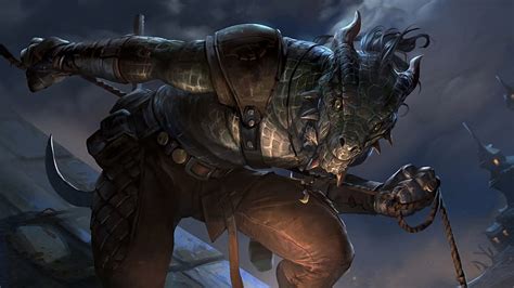 I made some 16:9 backgrounds out of The Elder Scrolls Legends Argonian character art. : r ...