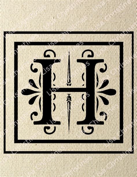 Ornamental Monogram Letter H Digital Image Instant Download | Etsy