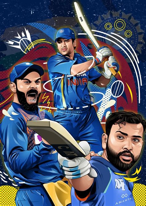 Dhoni & Virat Kohli & Rohit Sharma Digital Art | Celebrity drawings, Cute family pictures, Virat ...