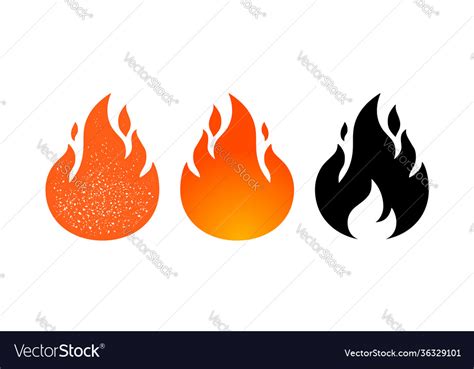 Fire flame red collection set Royalty Free Vector Image