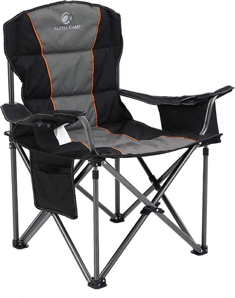 ALPHA CAMP Portable Folding Oversized Camping Chairs with Cup Holder ...