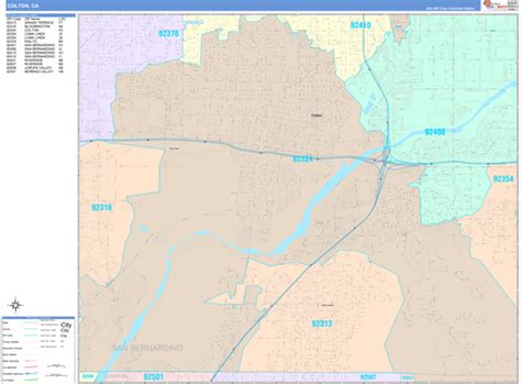 Colton California Wall Map (Color Cast Style) by MarketMAPS - MapSales