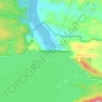 Rihand Dam topographic map, elevation, terrain