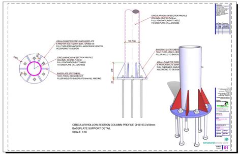 Circular hollow section CHS Column Baseplate Detail | Steel trusses, Steel columns, Steel beams