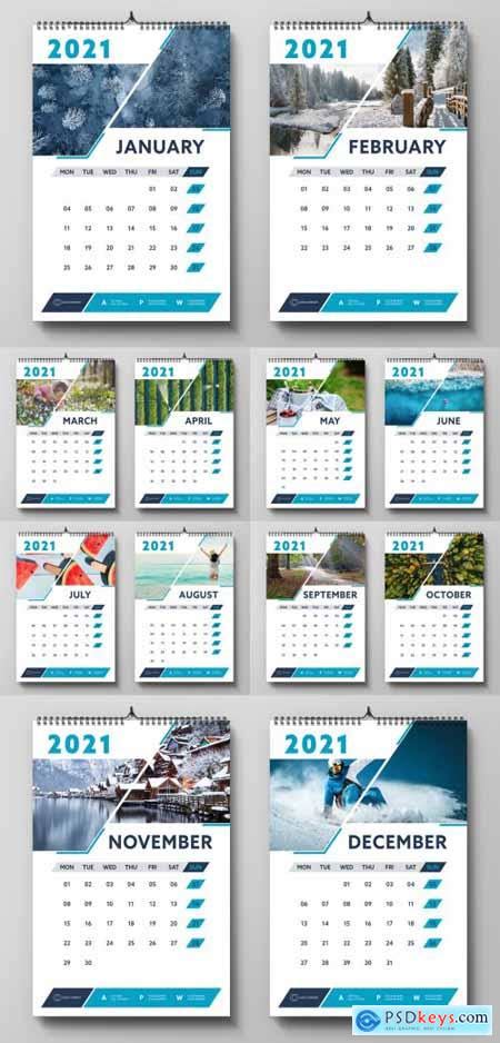 2021 Wall Calendar Layout 399840984 » Free Download Photoshop Vector Stock image Via Torrent ...