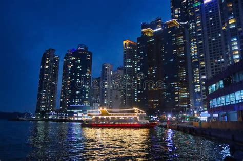 Night View of Haeundae Sea, Busan, South Korea, Asia Stock Photo ...