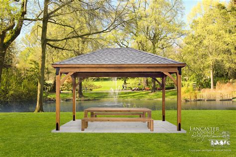 Solid Wood Pavilions | Lakefront Amish Built Wooden Pavilion