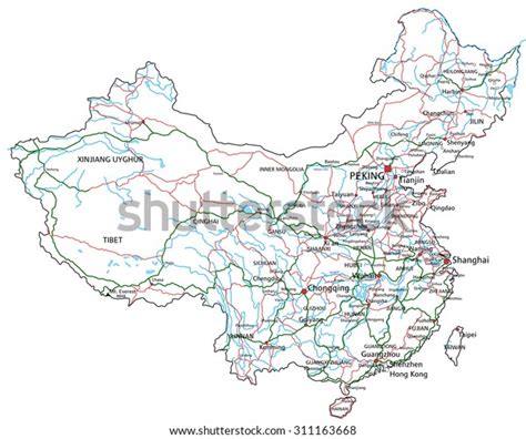 China Road Highway Map Vector Illustration Stock Vector (Royalty Free ...