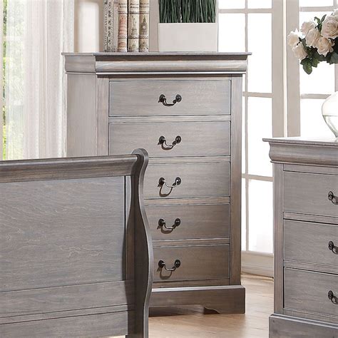 Louis Philippe III Sleigh Bedroom Set (Gray) Acme Furniture | Furniture Cart