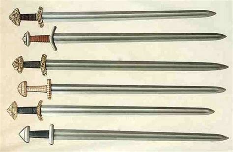 Viking Swords: All are 10th cent., 1st has overall length 100cm., 2nd is 96cm. long, 3rd is ...