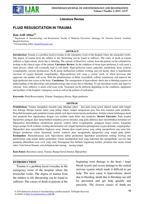 (PDF) Fluid Resuscitation in Trauma