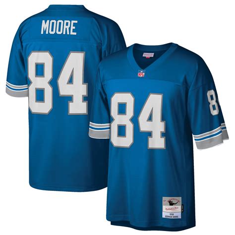 Men's Detroit Lions #84 Herman Moore Mitchell & Ness 1996 Blue ...