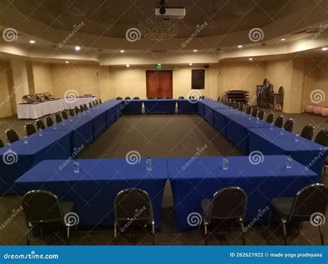 Setup table for meeting stock photo. Image of lobby - 262621922