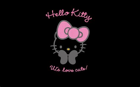 HD wallpaper: hello kitty, communication, text, black background ...