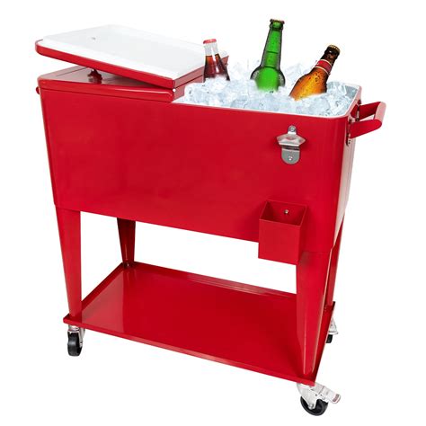 Buy Nattork 80 Quart Rolling Cooler Cart,Portable Wicker Cooler Trolley ...