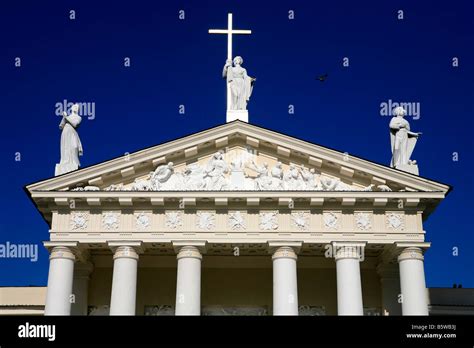 Close-up of the facade of the 18th century Vilnius Cathedral, Vilnius ...