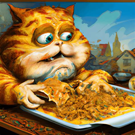 Garfield Eating Lasagna · Creative Fabrica