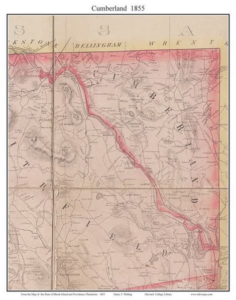 Cumberland, Rhode Island 1855 - Old Town Map Custom Print - 1855 State - OLD MAPS