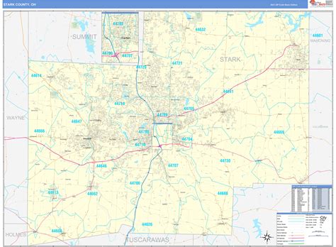 Stark County, OH Zip Code Wall Map Basic Style by MarketMAPS - MapSales