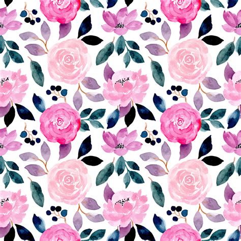 Pink Flower Watercolor Seamless Pattern Background, Wallpaper, Pattern, Floral Background Image ...