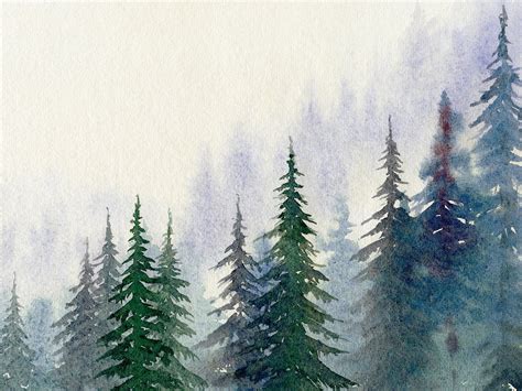 Forest Printable Wall Art Watercolor Evergreen Trees - Etsy Canada