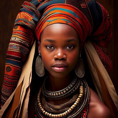 Premium Photo | Portrait realistic graphics of an African woman with strong facial features in ...