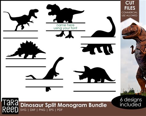 Dinosaur Split Monogram Dinosaur SVG and Cut Files for - Etsy Australia