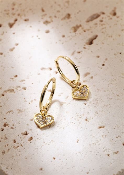 Heart Charm Hoop Earrings Sterling Silver Gold – Hey Happiness