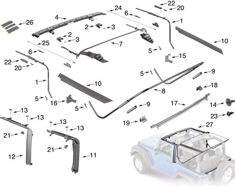 Jeep Wrangler JK Soft Top Hardware Parts 2 Door | Quadratec