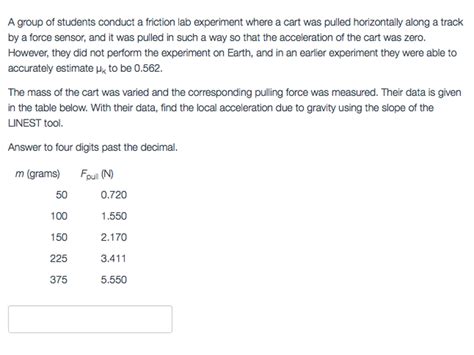 Solved A group of students conduct a friction lab experiment | Chegg.com