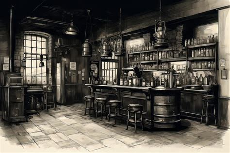 Premium AI Image | A handdrawn illustration of a speakeasy bar during the Prohibition era ...