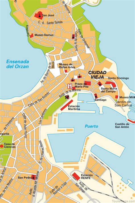 A Coruña Travel Guide for Tourist: Map of A Coruña - ToursMaps.com