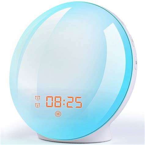 Sunrise Alarm Clock Wake up Light - LED Light Alarm with Sunrise/Sunset Simulation Dual Alarms ...