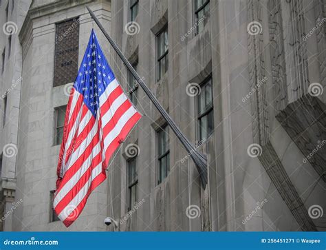 US Flag on a House Front in New York City Stock Image - Image of ...