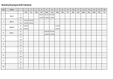 Excel Shift Schedule Template